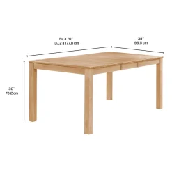 Table à manger rectangulaire extensible en bois massif 54" à 70"