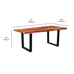 Table à manger rectangulaire en bois massif, 4 chaises et banc- 72