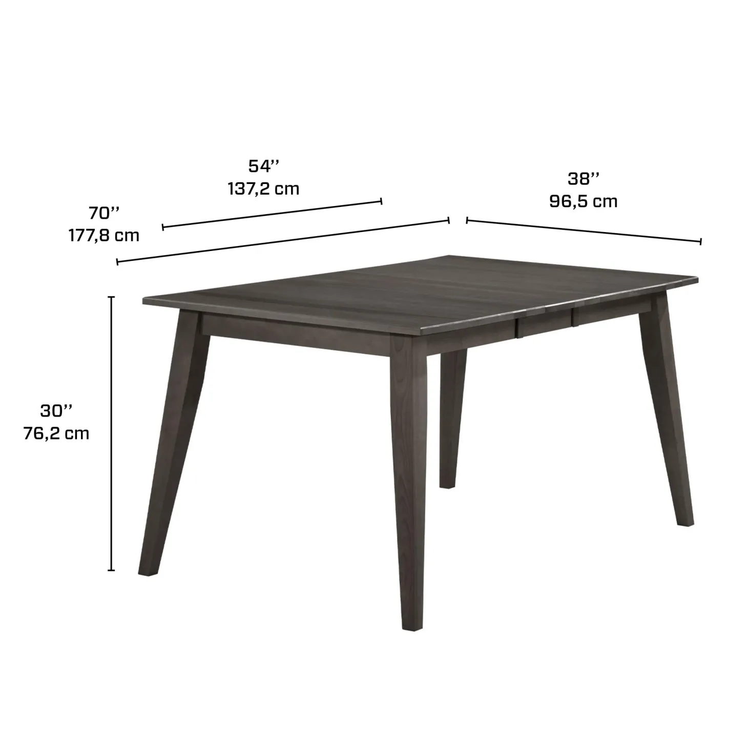 Table à manger rectangulaire extensible (54" à 70") avec 4 chaises et banc - ardoise
