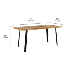 Table à manger rectangulaire en bois massif, 4 chaises et banc - 67
