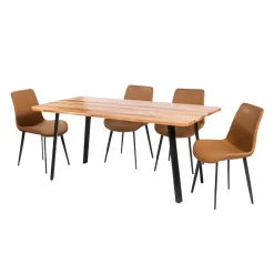 Table à manger rectangulaire en bois massif et 4 chaises - 67"