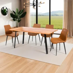 Table à manger rectangulaire en bois massif et 4 chaises - 67"