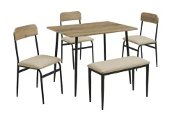 Table à manger rectangulaire avec 3 chaises et 1 banc