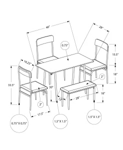 Table à manger rectangulaire avec 3 chaises et 1 banc