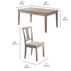 Table à manger rectangulaire avec rangement et 4 chaises - gris