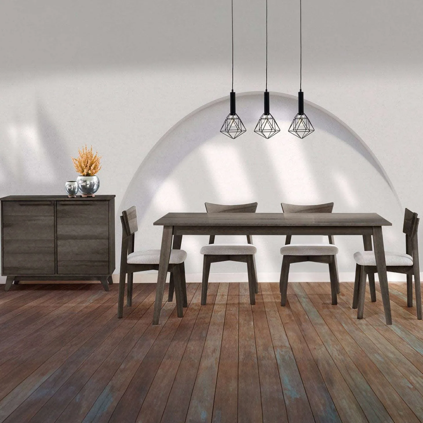 Table à manger rectangulaire 70" avec 4 chaises - ardoise
