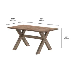 Table à manger rectangulaire en bois massif 59
