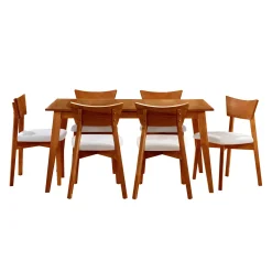 Table à manger rectangulaire extensible (54" à 70") avec 6 chaises - brun