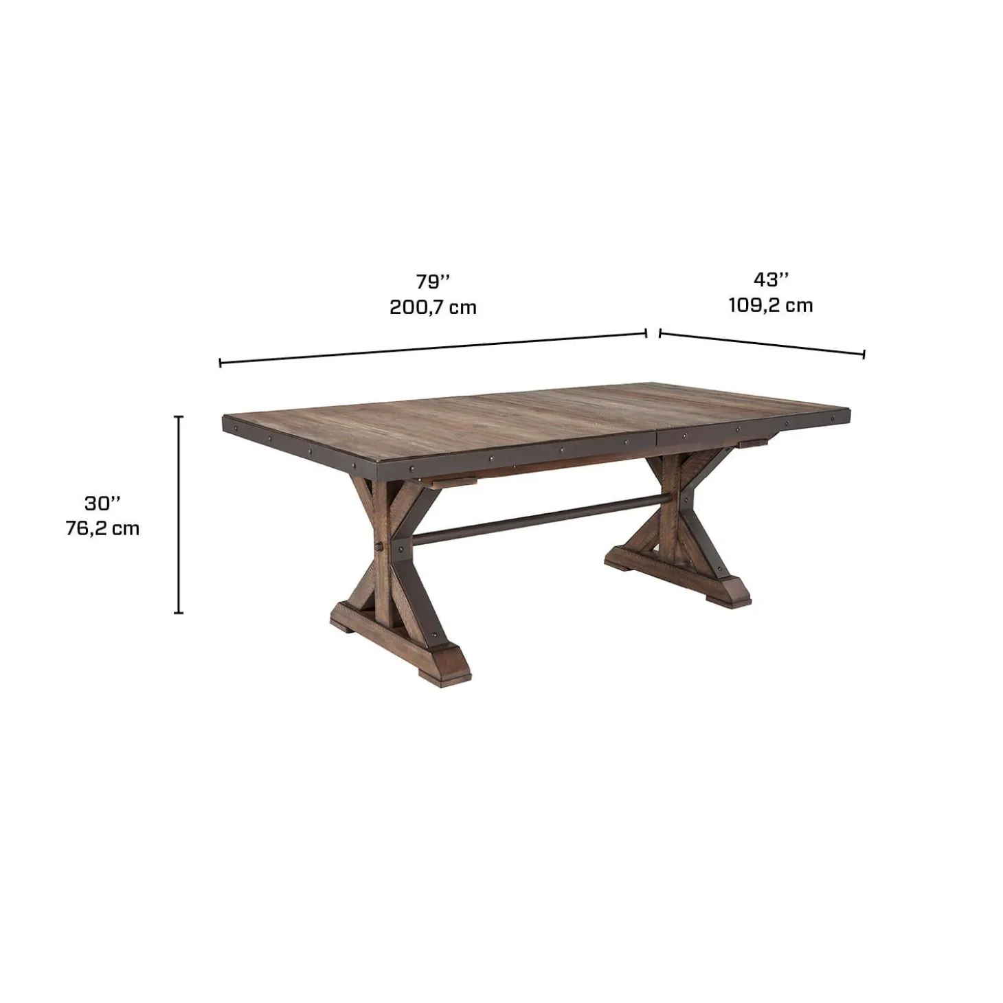 Table à manger rectangulaire en bois massif 79"