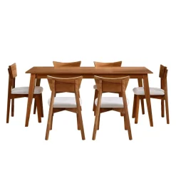 Table à manger rectangulaire 70" avec 6 chaises - brun