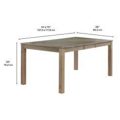 Table à manger rectangulaire extensible en bois massif 54" à 70"
