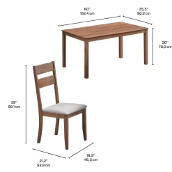 Table à manger rectangulaire et 6 chaises - beige