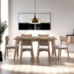 Table à manger rectangulaire extensible (54" à 70") avec 6 chaises - gris