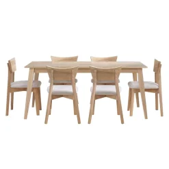Table à manger rectangulaire 70" avec 6 chaises - grège