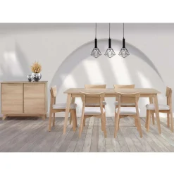 Table à manger rectangulaire 70" avec 6 chaises - grège