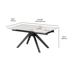 Table à manger rectangulaire extensible en pierre sintérisée 63