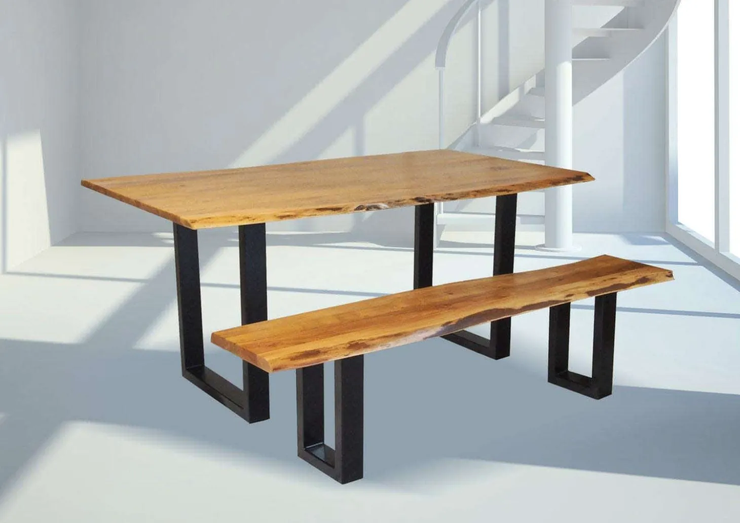 Table à manger rectangulaire en bois massif 67"