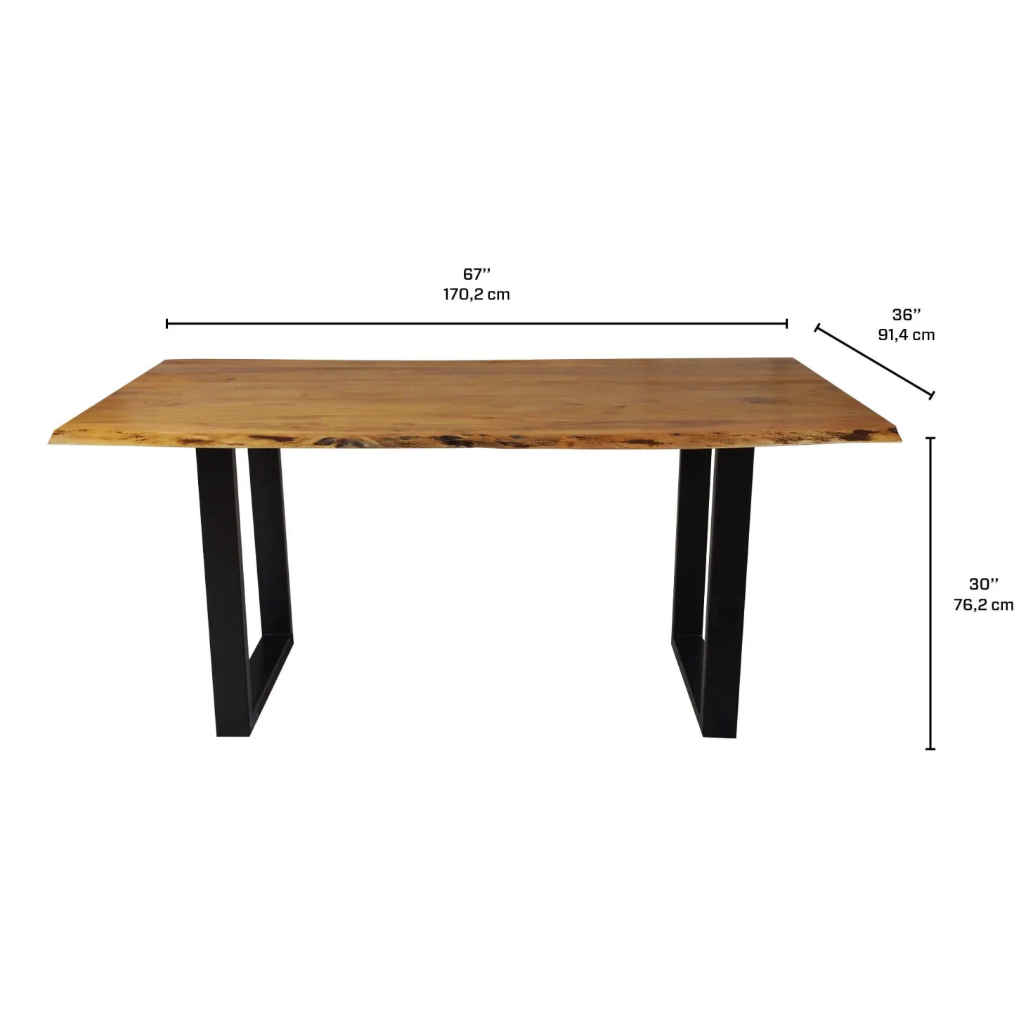 Table à manger rectangulaire en bois massif 67"