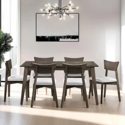 Table à manger rectangulaire extensible (54" à 70") avec 6 chaises - ardoise
