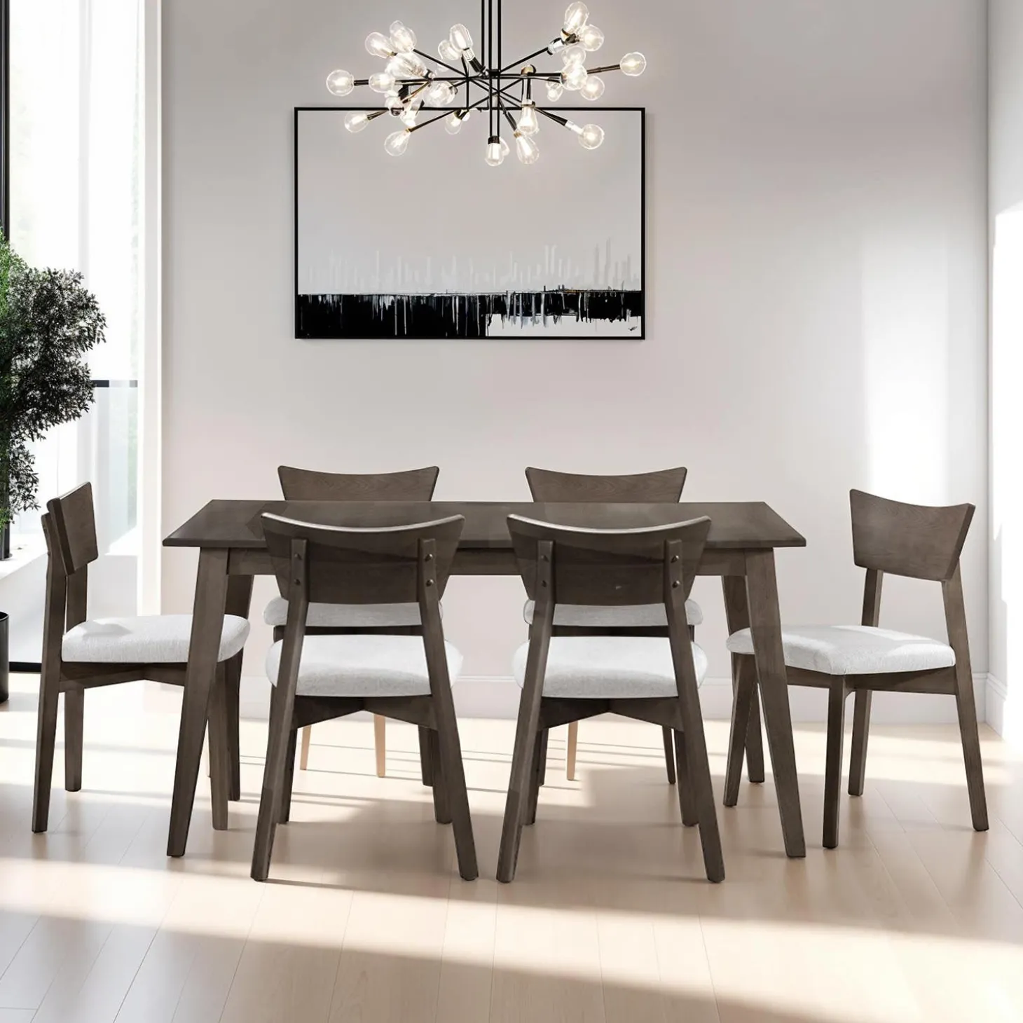 Table à manger rectangulaire extensible (54" à 70") avec 6 chaises - ardoise