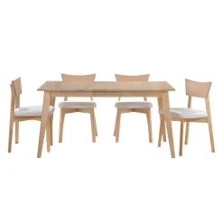 Table à manger rectangulaire extensible (48" à 60") avec 4 chaises - grège
