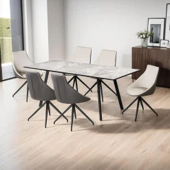 Table à manger rectangulaire extensible en pierre sintérisée 63