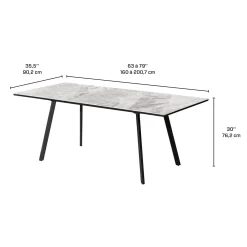 Table à manger rectangulaire extensible en pierre sintérisée 63