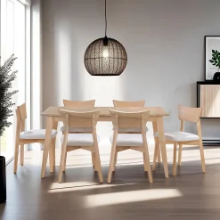 Table à manger rectangulaire extensible (48" à 60") avec 6 chaises - grège
