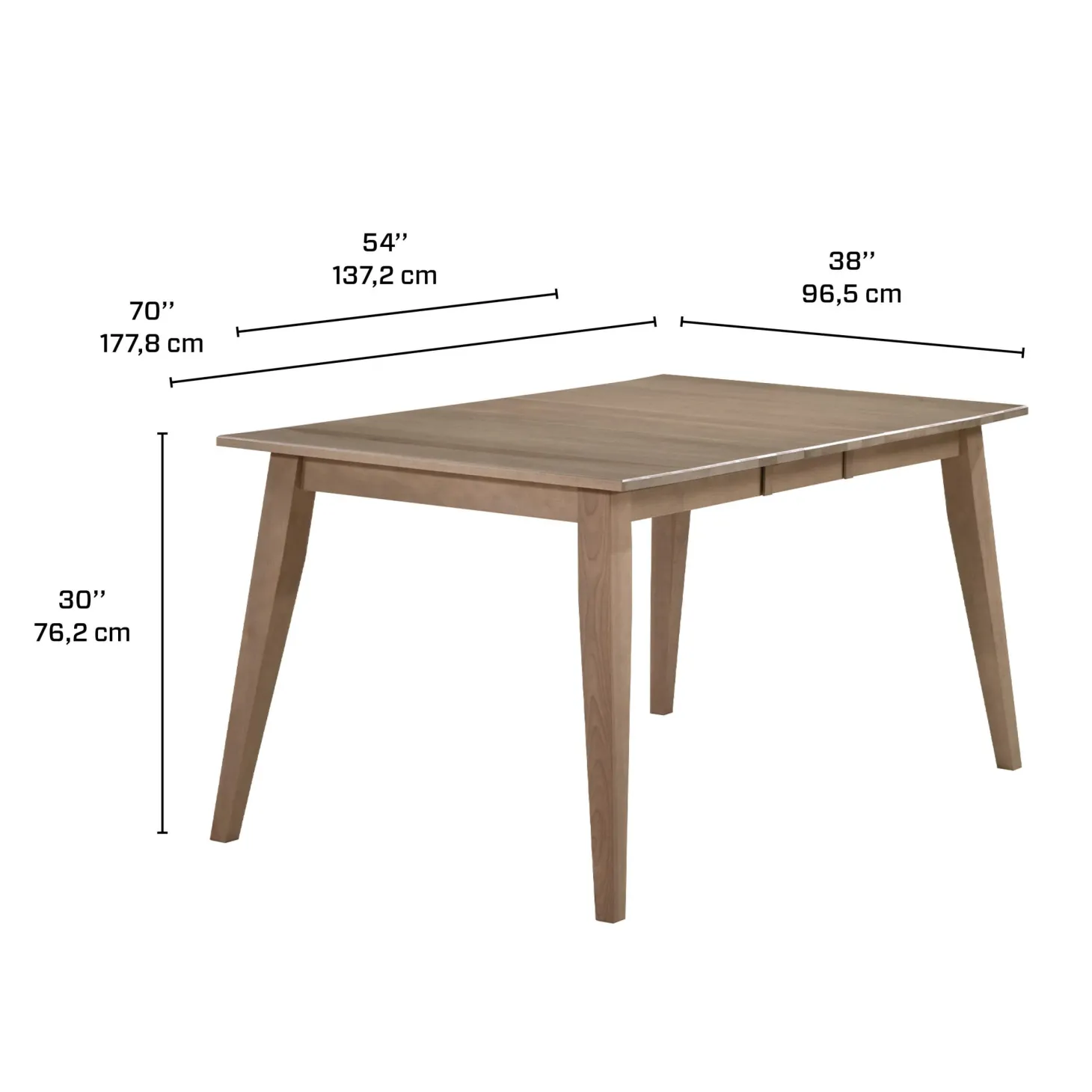 Table à manger rectangulaire (54" à 70") extensible avec 4 chaises et banc - gris