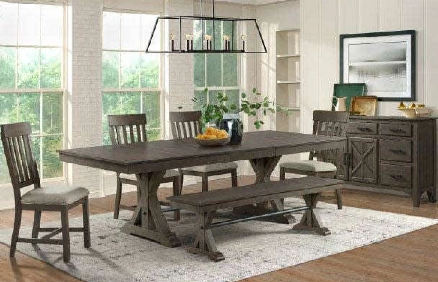 Table à manger rectangulaire extensible en bois massif