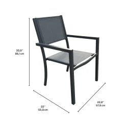 Table à manger rectangulaire d’extérieur en métal et 6 chaises