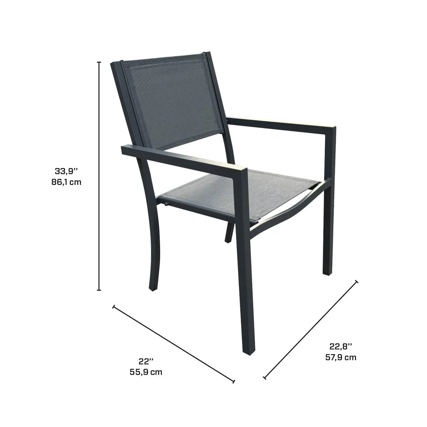 Table à manger rectangulaire d’extérieur en métal et 6 chaises