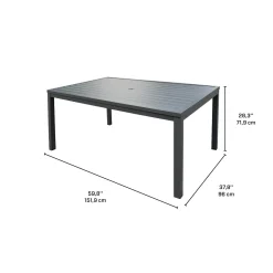 Table à manger rectangulaire d’extérieur en métal et 6 chaises