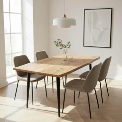 Table à manger rectangulaire en bois massif 58"