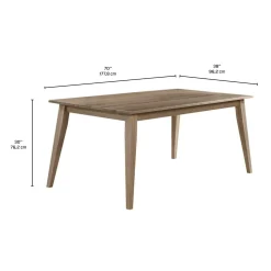 Table à manger rectangulaire en bois massif 70" - gris