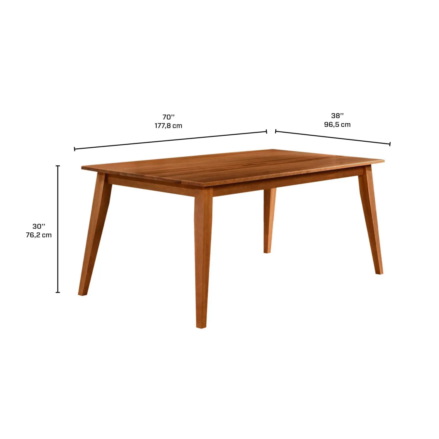 Table à manger rectangulaire en bois massif 70" - brun