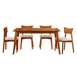 Table à manger rectangulaire extensible (48" à 60") avec 4 chaises - brun