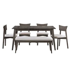 Table à manger rectangulaire extensible (48" à 60") avec 4 chaises et banc - ardoise