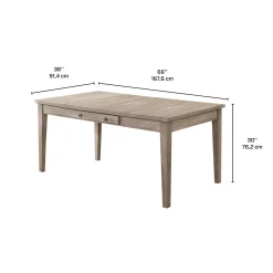 Table à manger rectangulaire avec panneaux à battants et tiroir