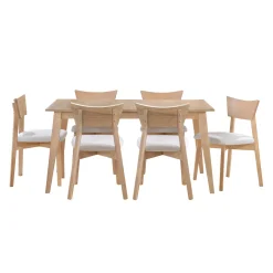 Table à manger rectangulaire extensible (54" à 70") avec 6 chaises -grège
