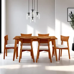 Table à manger rectangulaire extensible (48" à 60") avec 6 chaises - brun