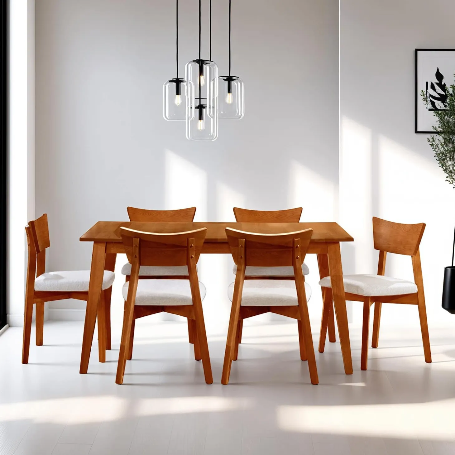 Table à manger rectangulaire extensible (48" à 60") avec 6 chaises - brun