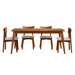 Table à manger rectangulaire 70" avec 4 chaises - brun
