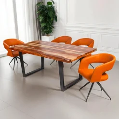 Table à manger rectangulaire en bois massif et 4 chaises- 72"