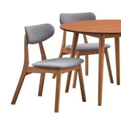 Table à manger ronde avec 4 chaises - gris
