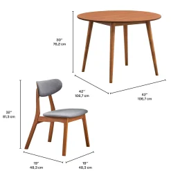 Table à manger ronde avec 4 chaises - gris