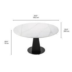 Table à manger ronde convertible extensible avec piédestal - 53