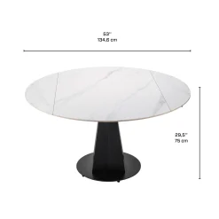Table à manger ronde convertible extensible avec piédestal et 4 chaises - 53