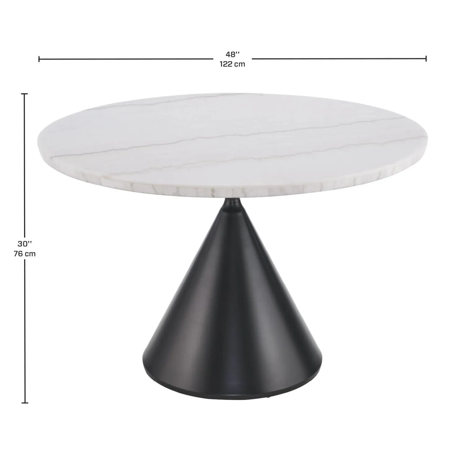 Table à manger ronde en marbre et 4 chaises rembourrées - 48"
