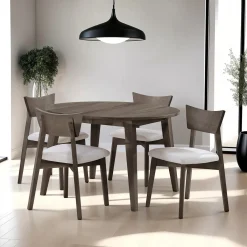 Table à manger ronde extensible (48" à 66") avec 4 chaises - ardoise
